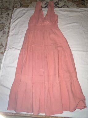 Versona Coral-Peach Tiered Maxi Dress